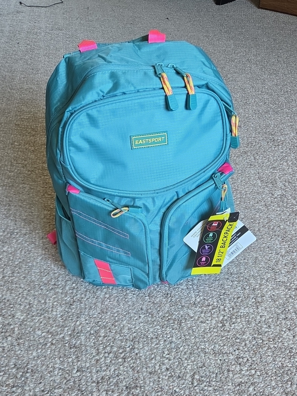 New Eastsport Teal Women's Backpack with Pink Accents